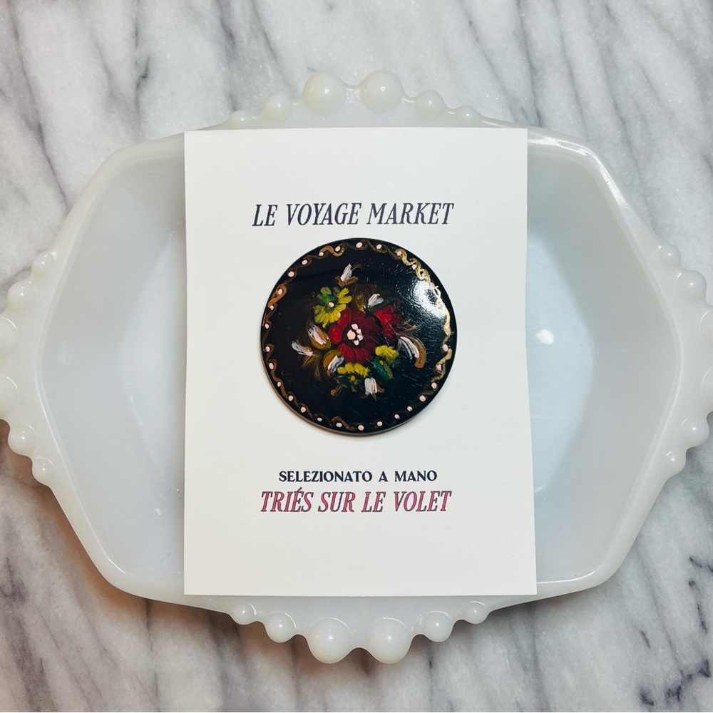 Vintage hand-painted floral hair clip